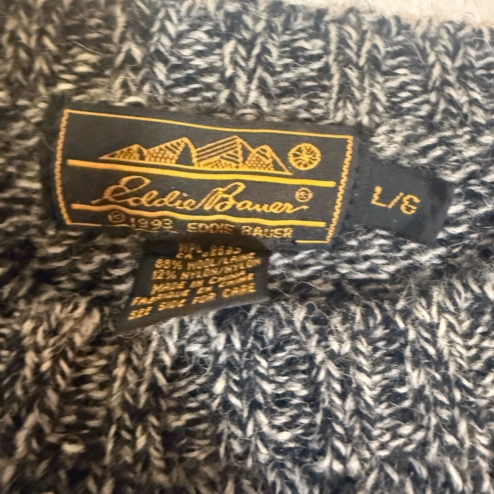 Vintage Eddie Bauer Wool Nordic Patchwork Sweater 90s Ski Cabin Size L - Picture 6 of 8